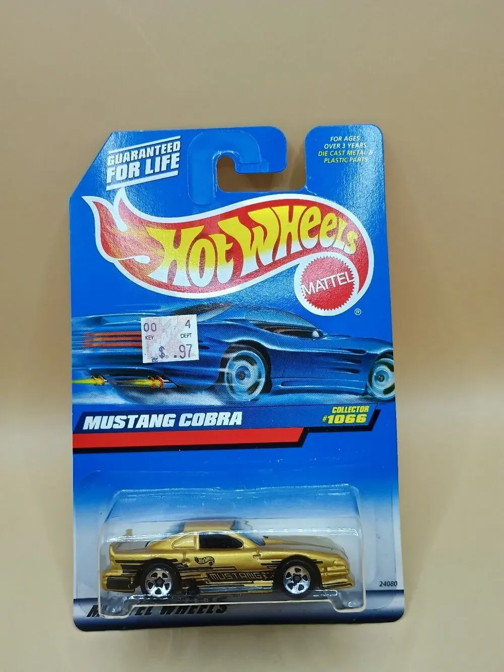 Vintage Hot Wheels Mustang Cobra 1998 Blue & White Card #1066